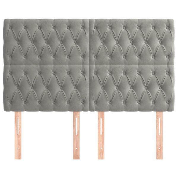 vidaXL Cabecero gris claro 160x7x118/128 cm terciopelo