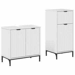 vidaXL Juego de muebles de ba&ntilde;o con caj&oacute;n con estante 2 pcs brillante