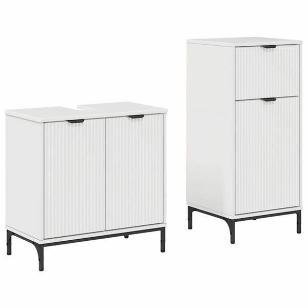 vidaXL Juego de muebles de ba&ntilde;o con caj&oacute;n con estante 2 pcs brillante