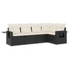 vidaXL Set de muebles de jard&iacute;n 5 pzas y cojines rat&aacute;n sint&eacute;tico negro