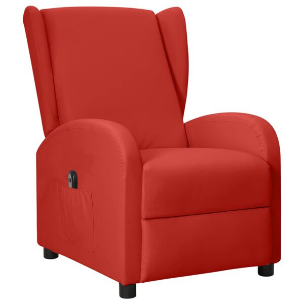 vidaXL Sill&oacute;n orejero el&eacute;ctrico reclinable cuero sint&eacute;tico rojo tinto