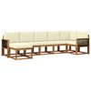 vidaXL Conjunto de sof&aacute;s de exterior 7 uds. Natural y Crema Poli&eacute;ster