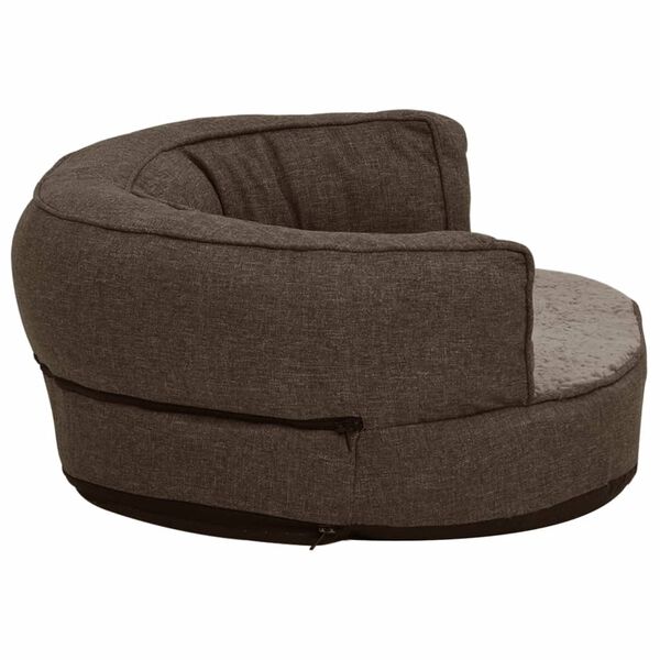 vidaXL Colch&oacute;n de cama de perro ergon&oacute;mico aspecto lino marr&oacute;n 75x53cm