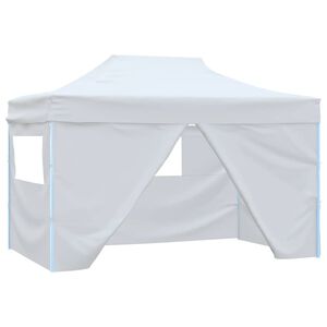 vidaXL Carpa plegable profesional con 4 paredes acero blanco 280x410x315 cm