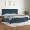 vidaXL Cama box spring con colch&oacute;n terciopelo azul oscuro 200x200 cm