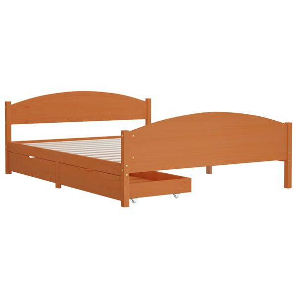 vidaXL Estructura de cama 2 cajones madera pino marr&oacute;n miel 160x200 cm