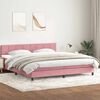 vidaXL Cama box spring con colch&oacute;n y LED terciopelo rosa 180x210 cm