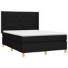 vidaXL Cama box spring colch&oacute;n y luces LED tela negro 140x200 cm