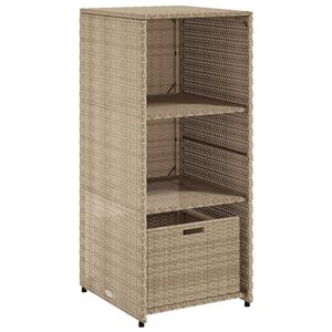 vidaXL Armario de almacenaje de jard&iacute;n rat&aacute;n PE beige 50x55x115 cm