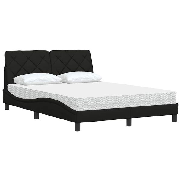 vidaXL Cama con colch&oacute;n tela negro 140x190 cm