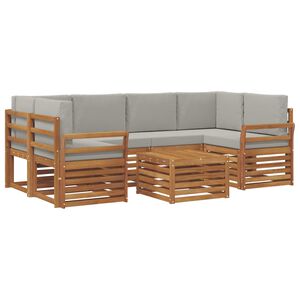 vidaXL Juegos de sof&aacute;s con coj&iacute;n 7 pcs Gris Natural y Claro