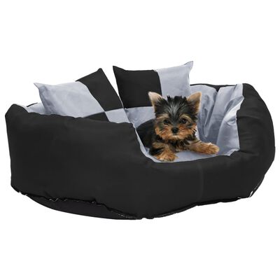 vidaXL Cojín para perro reversible y lavable gris y negro 65x50x20 cm