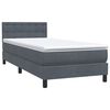 vidaXL Cama box spring con colch&oacute;n terciopelo gris oscuro 90x210 cm