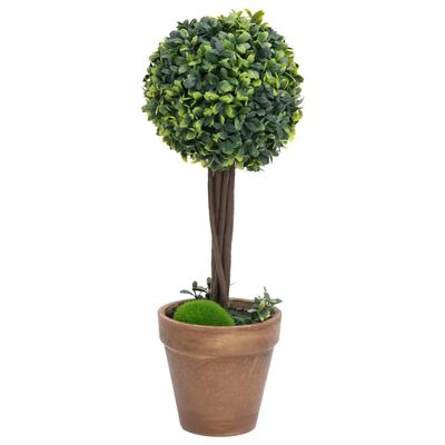 vidaXL Plantas de boj artificial 2 uds forma bola maceta verde 41 cm