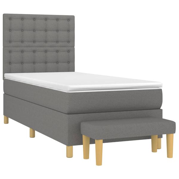 vidaXL Cama box spring con colch&oacute;n tela gris oscuro 80x200 cm