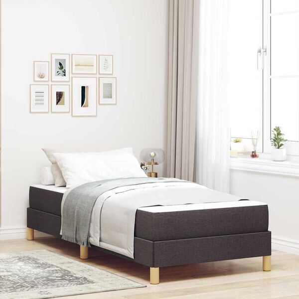 vidaXL Cama tipo Box Spring con colch&oacute;n Marr&oacute;n Oscuro 90 x 190 cm tela