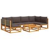 vidaXL Conjunto de sof&aacute; de jard&iacute;n de 7 piezas con cojines de madera de acacia y rat&aacute;n