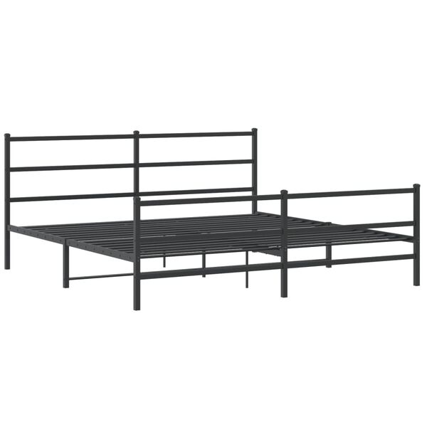 vidaXL Estructura cama sin colch&oacute;n con estribo metal negro 180x200 cm