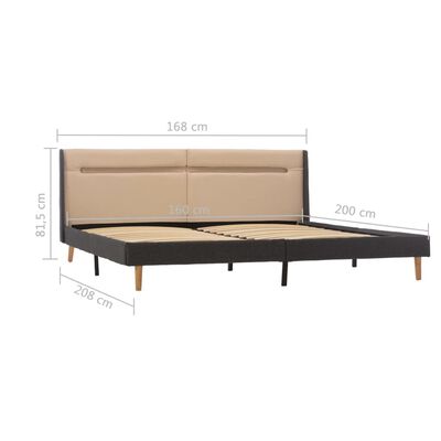 vidaXL Estructura de cama con LED tela crema y gris oscuro 160x200 cm