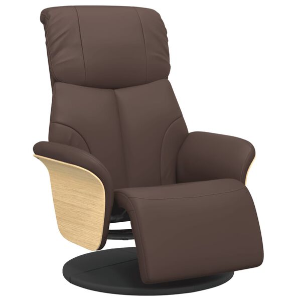 vidaXL Sill&oacute;n reclinable con reposapi&eacute;s cuero sint&eacute;tico marr&oacute;n