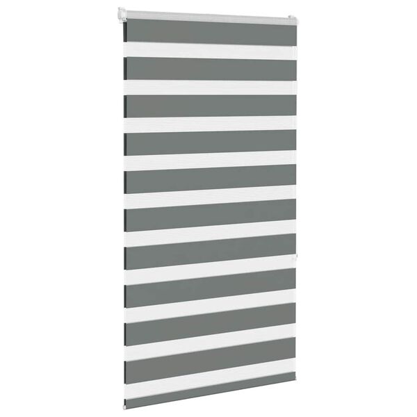 vidaXL Estor cebra gris oscuro 80x150cm tejido ancho 75,9 cm poli&eacute;ster