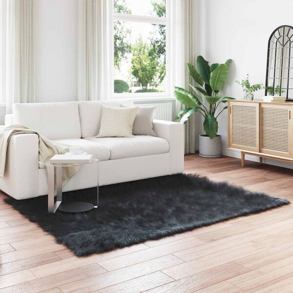 vidaXL Alfombra de Imitación de Piel de Oveja Tafalla Negro