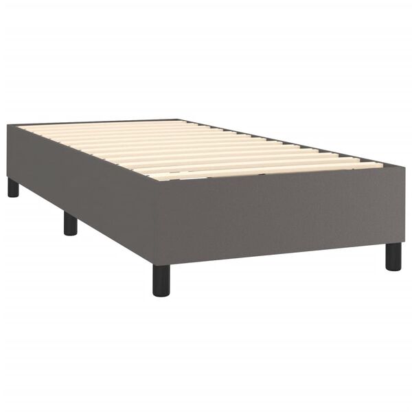 vidaXL Cama box spring con colch&oacute;n cuero sint&eacute;tico gris 100x200 cm