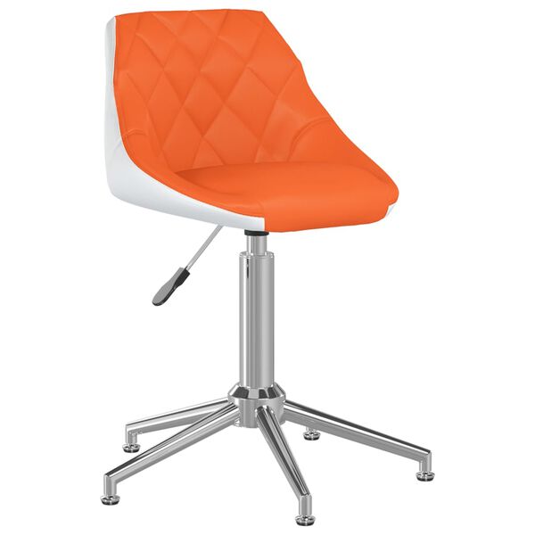 vidaXL Sillasde comedor giratoria 2 uds cuero sint&eacute;tico naranja blanco