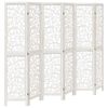 vidaXL Biombo separador de 6 paneles madera maciza Paulownia blanco