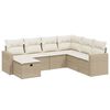 vidaXL Set sof&aacute;s de jard&iacute;n 7 piezas y cojines rat&aacute;n sint&eacute;tico beige