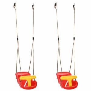 vidaXL Columpio infantil 2 pcs Rojo 36 x 43 x 42 cm Pl&aacute;stico