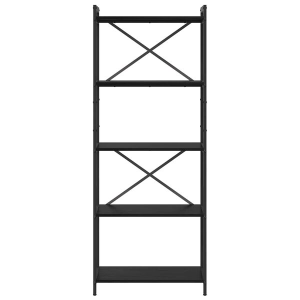 vidaXL Estante de libros Roble Negro 60 x 30 x 155 cm