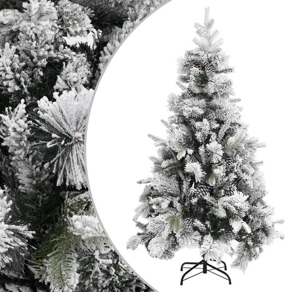 vidaXL &Aacute;rbol de Navidad con nieve flocada y pi&ntilde;as PVC y PE 195 cm