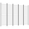 vidaXL Biombo divisor de 5 paneles de tela blanco 250x180 cm