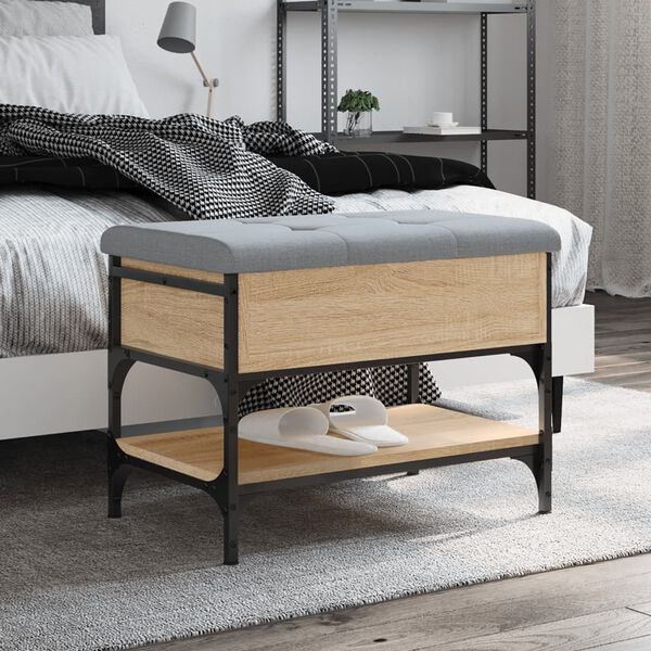 vidaXL Banco zapatero madera de ingenier&iacute;a roble Sonoma 62x42x45 cm