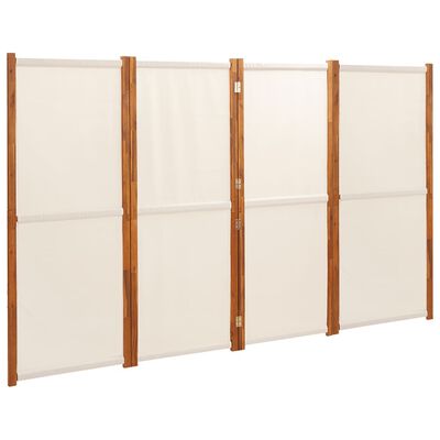 vidaXL Biombo divisor de 4 paneles blanco crema 280x180 cm