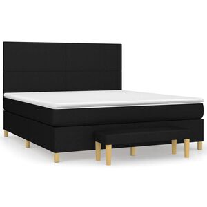 vidaXL Cama box spring con colch&oacute;n tela negro 160x200 cm
