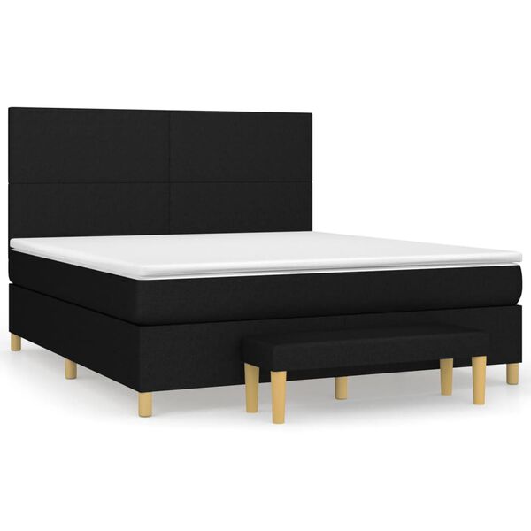 vidaXL Cama box spring con colch&oacute;n tela negro 160x200 cm