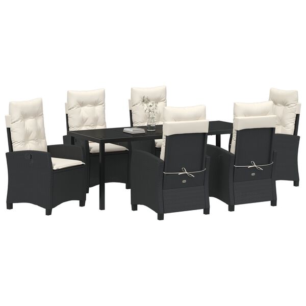 vidaXL Conjunto de Comedor de Jard&iacute;n 7 pcs Negro rat&aacute;n sint&eacute;tico