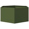 vidaXL Jardinera hexagonal de acero verde oliva 104x90x45 cm