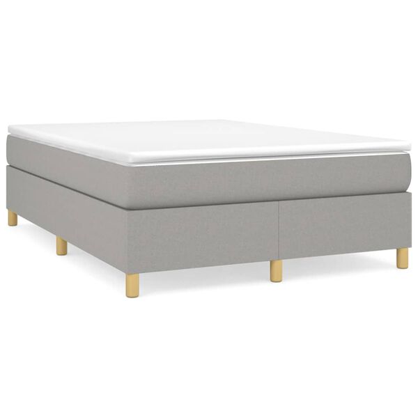 vidaXL Cama box spring con colch&oacute;n tela gris claro 140x190 cm