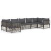 vidaXL Set muebles de jard&iacute;n 7 pzas y cojines rat&aacute;n PE gris antracita