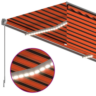 vidaXL Toldo retráctil manual con persiana y LED naranja/marrón 3x2,5m