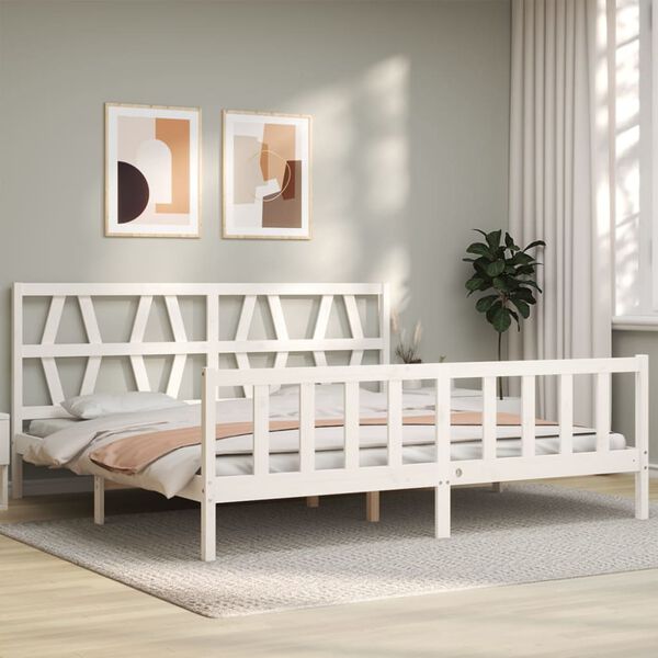vidaXL Estructura de cama sin colch&oacute;n madera maciza blanca 200x200 cm