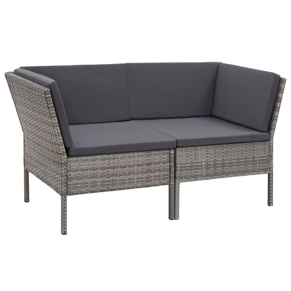 vidaXL Set de muebles de jard&iacute;n 8 pzas y cojines rat&aacute;n sint&eacute;tico gris