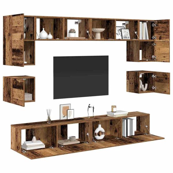 vidaXL Conjunto de mueble de TV 8 pcs Madera envejecida