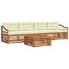 vidaXL Conjunto de sof&aacute;s de exterior 5 uds. Natural y Crema