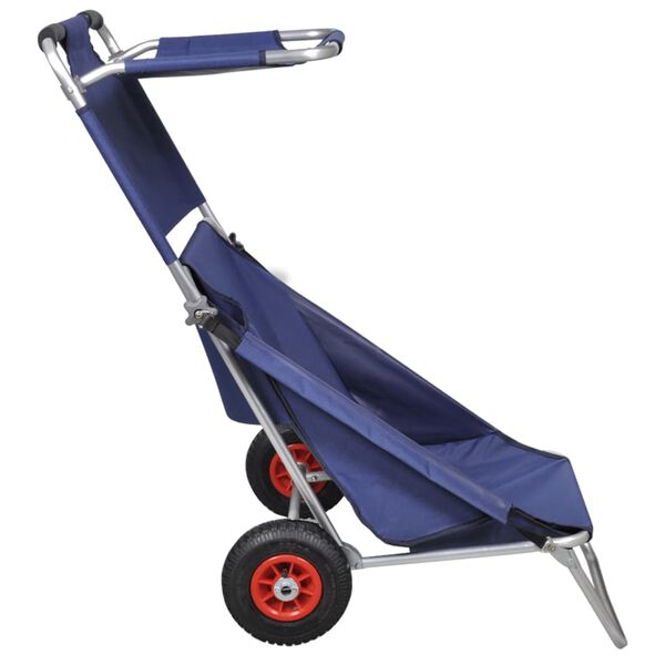 vidaXL Carrito de playa portátil y plegable con ruedas azul