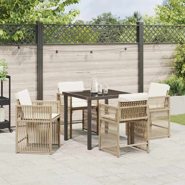 vidaXL Conjunto de Comedor de Jard&iacute;n 5 pcs Beige rat&aacute;n sint&eacute;tico