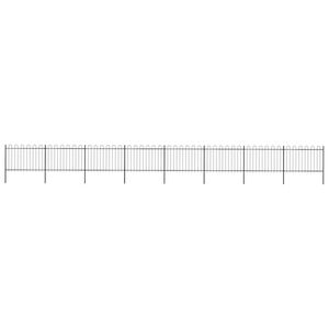 vidaXL Valla de jard&iacute;n con aro superior de acero 1426x120 cm negra